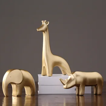 

Nordic Abstract Animal Miniature Model Decoration Crafts Living Room Display Artware Gold Ornament Book Shelf Decor Furnishings