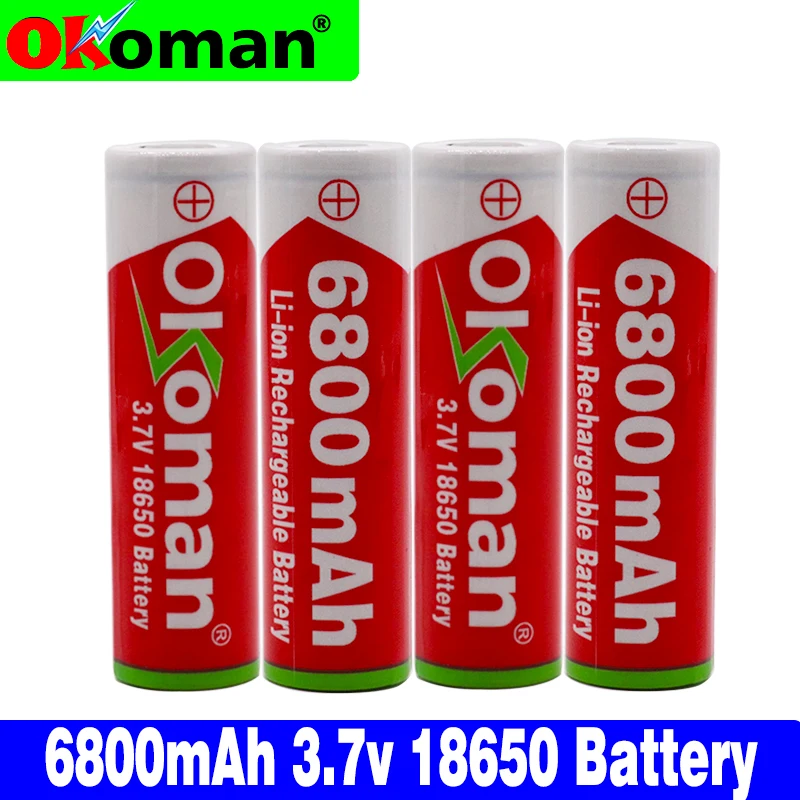 100% New Original 3.7v 6800mah 18650 Lithium Rechargeable Battery For battery pack power tool Flashlight batteries | Электроника