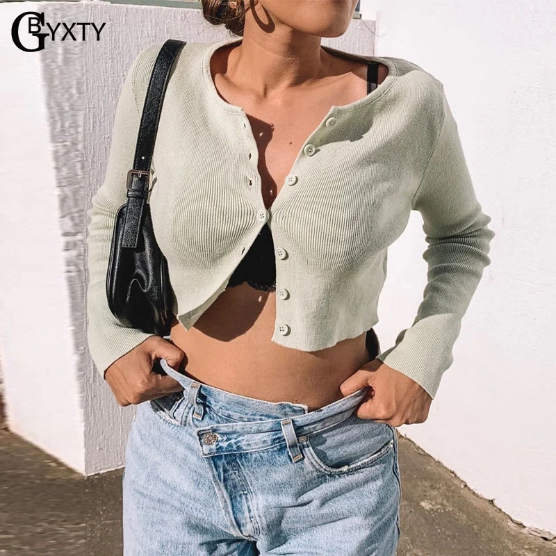 

GBYXTY 2019 Autumn Women Long Sleeve Button Up Cropped T-Shirt Ladies Tops Casual Cotton Tee Shirt Femme camiseta mujer ZA1671