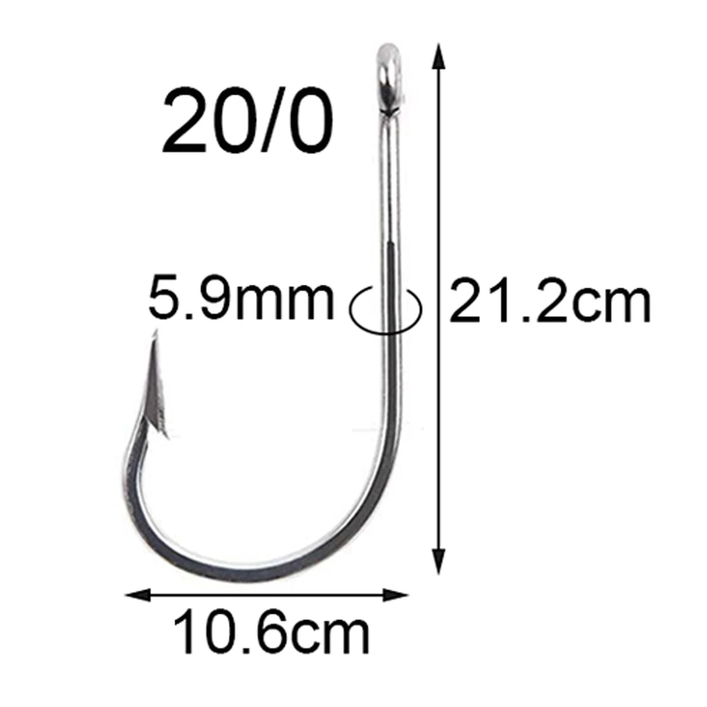 10 Ganci Da Pesca In Acciaio Inox 10/0 7691S - Per Tonno, Dorado, Wahoo
