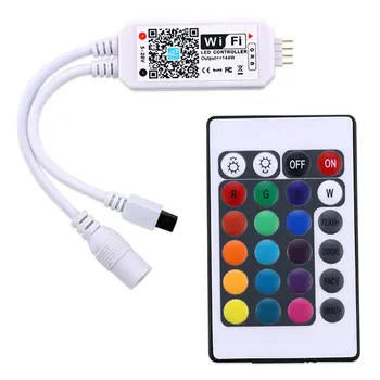 

Mini Wifi + IR Remote Controller 24Keys RGB LED Controller iOS Android APP For RGB / RGBW LED Strip Lights