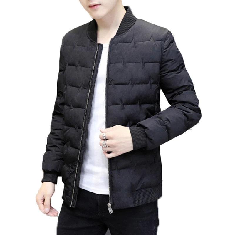 Korean Slim fit jacket men fashion baseball collar padded coats streetwear thicken men short coats jacket clothes male clothing