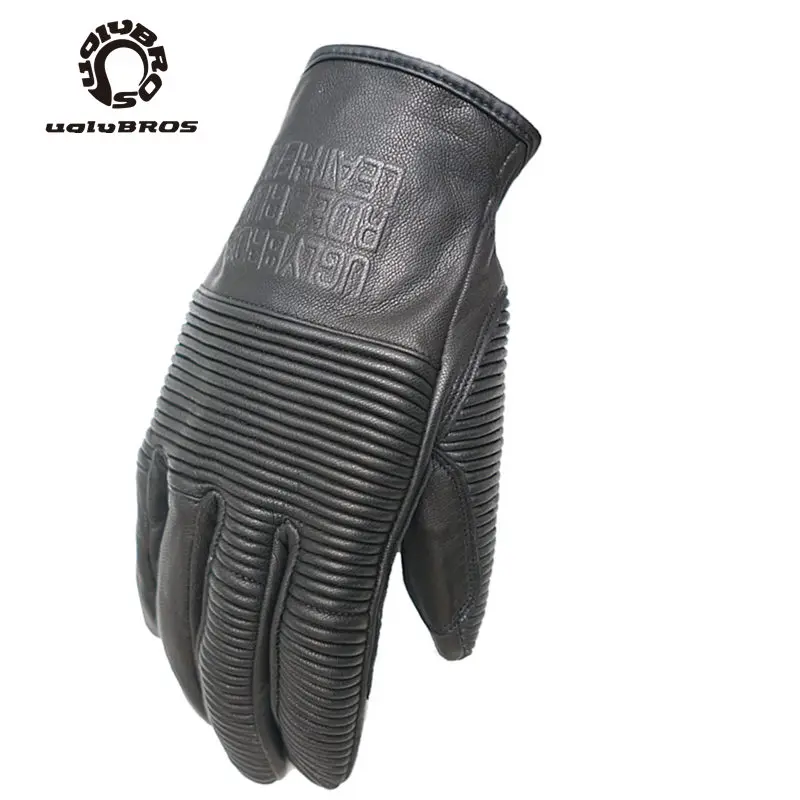 

Uglybros Men Leather Motorcycle Gloves Sheepskin Touch Screen Motorbike Gloves Outdoor Riding Protection Gloves Guantes Moto