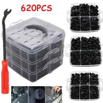 

620Pcs Auto Car Trim Retainer Plastic Push Pin Door Trim Panel Auto Bumper Fasteners Clips Rivets Engine Cover Fender With Box