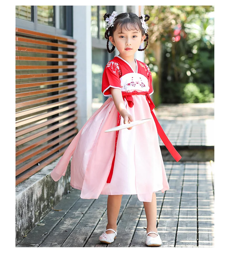 Детская одежда Hanfu Новинка года, костюм Tang для девочек костюм для сцены для детей в древнем стиле сказочное платье принцессы для девочек DL4175