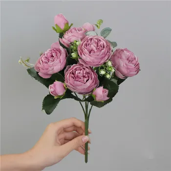 

30cm Rose Pink Silk Peony Fake Head 4 Wedding Home for Big and Bouquet indoor Flowers 5 Decoration Artificial Flowers Bud Cheap