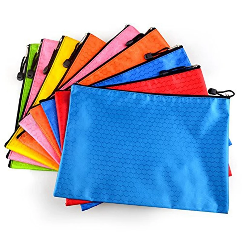 HOT-10Pcs, водонепроницаемая, на молнии, файл, Bags-A4, размер, Оксфорд, для офиса, для хранения документов, папка для хранения, косметика, офисы, принадлежности для путешествий