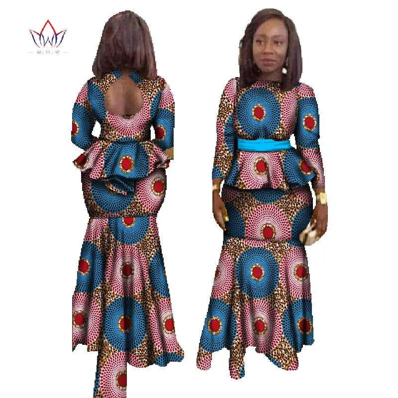 african attire BRW Fashion African Skirt Set for Women Dashiki Plus Size African Clothing Bazin Sexy Traditional African Clothing WY023 african robe