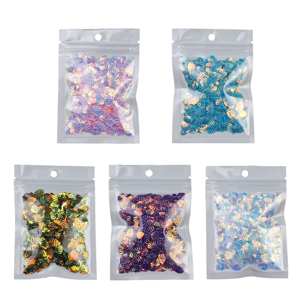 

10g/pack Mermaid Pink Shell Shape Holographic Nail Glitters Polish For Nails Manicure Tools Nail Art Decorations