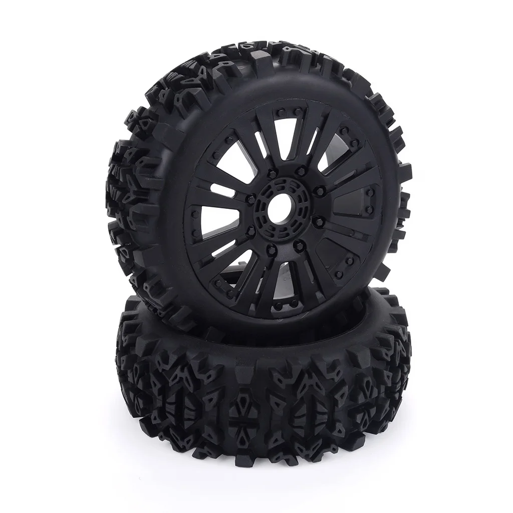 2pcs RC Crawler Buggy Car Wheel Rubber Tires - RC Spare Parts for 1/8 Monster Truck Truggy Model Cars, 120mm Dia. 18mm Hex