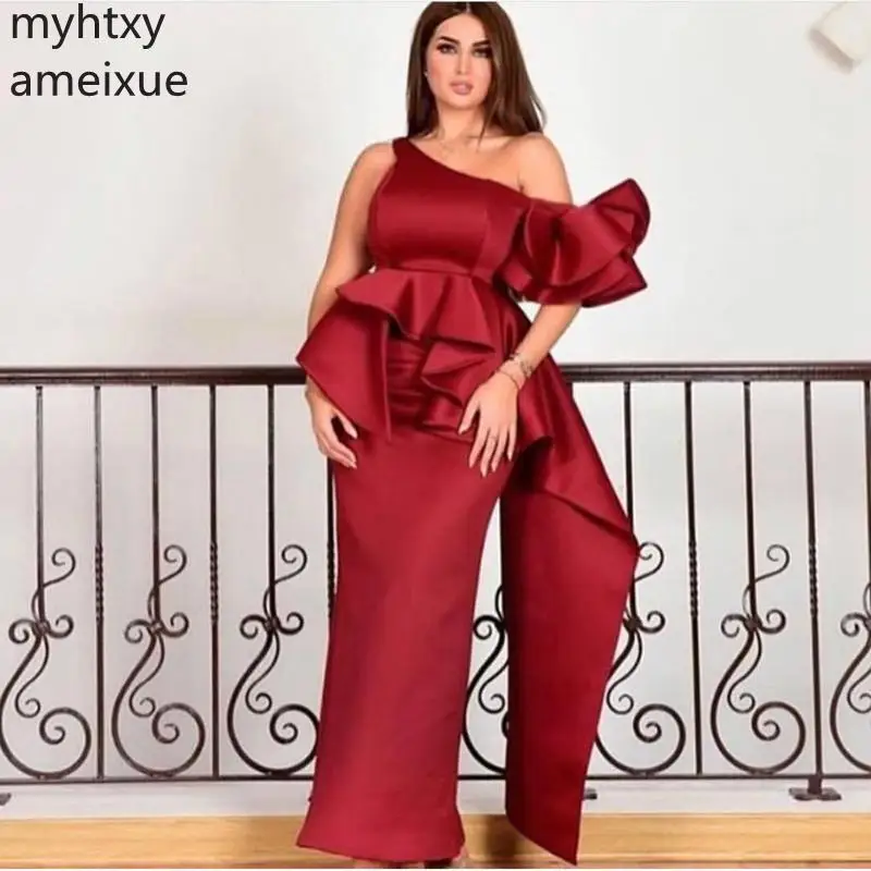 Hot New Arrival Vintage Big Red Plus Size Evening Dresses Long Taffeta Dubai Arabic Dress Party Robe De Soiree Musulman Formal |
