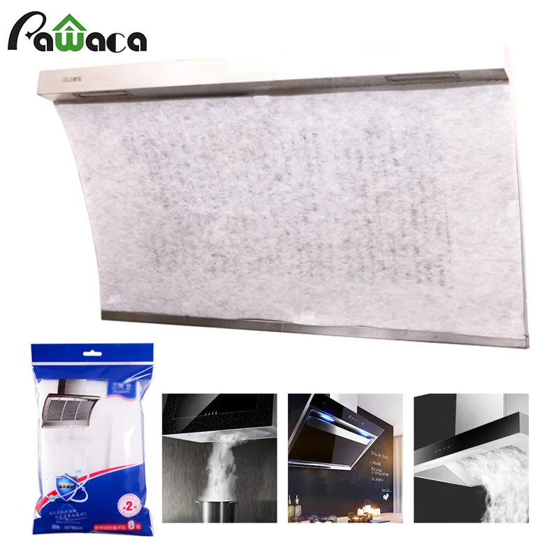 

2PCS Universal Cooker Hood Extractor Grease Range Oil Filter Paper Non-woven Kitchen Smokeproof Sticker Oil-absorbing Paper