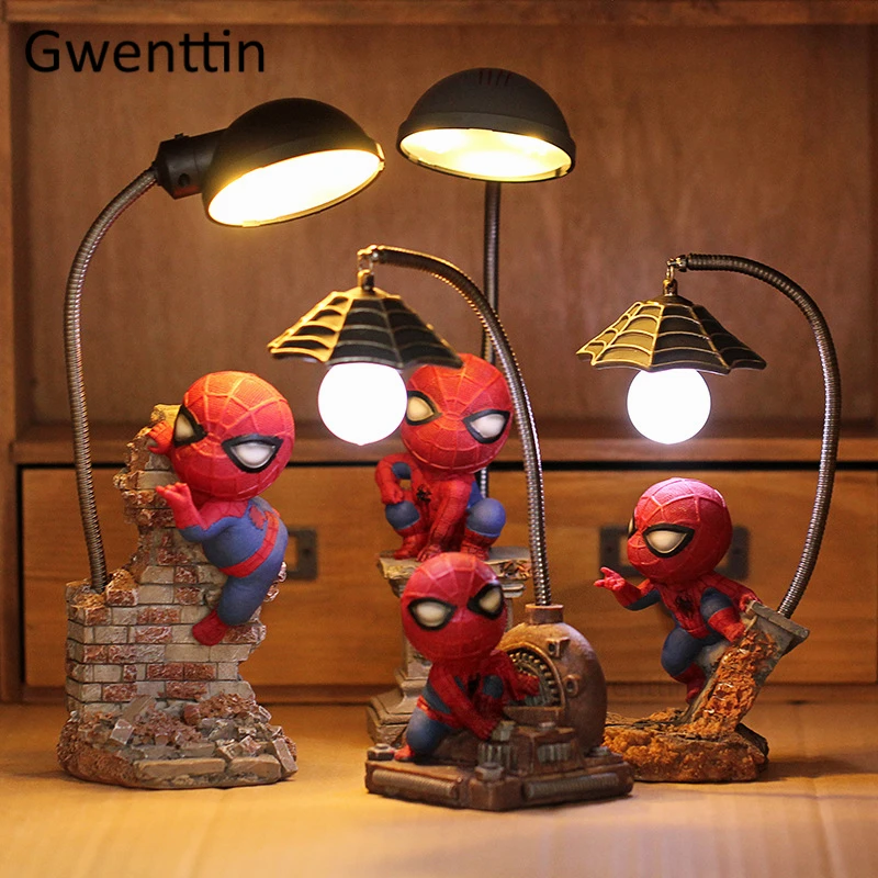 

The Avengers Spider-man Night Light for Bedroom Bedside Kids Baby Lamp Cartoon Stand Lights Luminaria Children Birthday Gifts