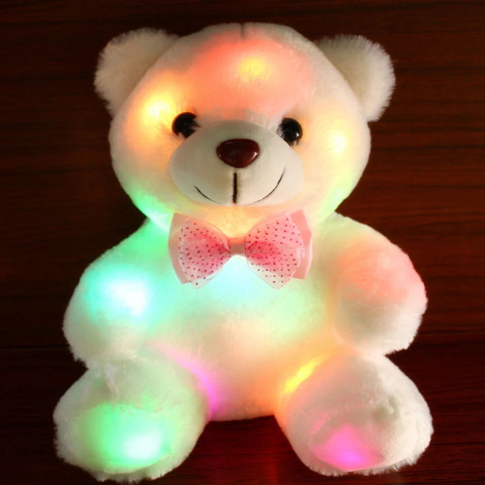 СВЕТОДИОДНЫЙ цветной плюшевый мишка светильник 20 см Прекрасный Светящийся детский подарок мягкие детские светящиеся плюшевые игрушки светильник ing чучела Медведь ночник - Испускаемый цвет: White