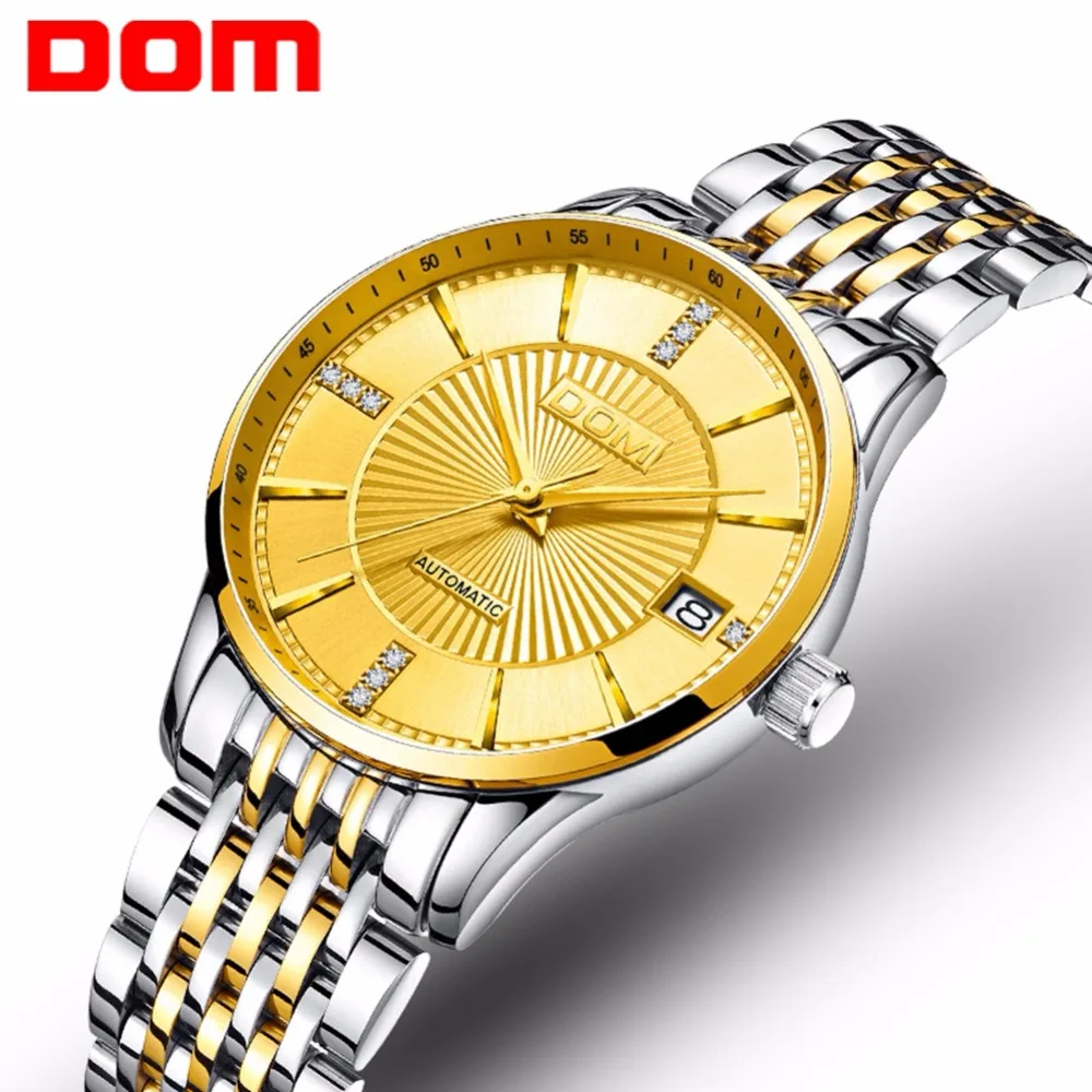 

DOM Women Mechanical Watches Fashion Stainless Steel Gold Watch Brand Luxury Waterproof Female Business Automatic Clock G-79G-9M
