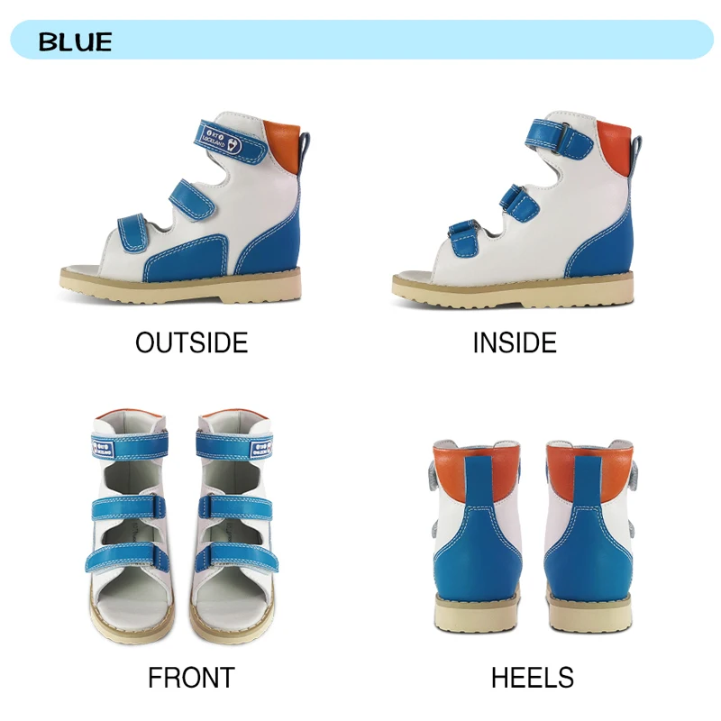 Ortoluckland Children Sandals Boys Orthopedic Nubuck Leather Shoes New Toddler Kids Dark Blue Casual Corrective Flat Footwear
