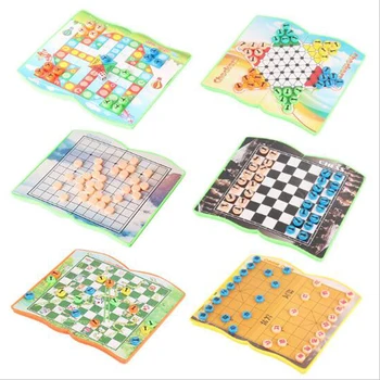 

Portable Folding Chess Game /Checkers/five-in-a-row/flying Chess Games Educational Board Game For Kids Children Toy Party Games