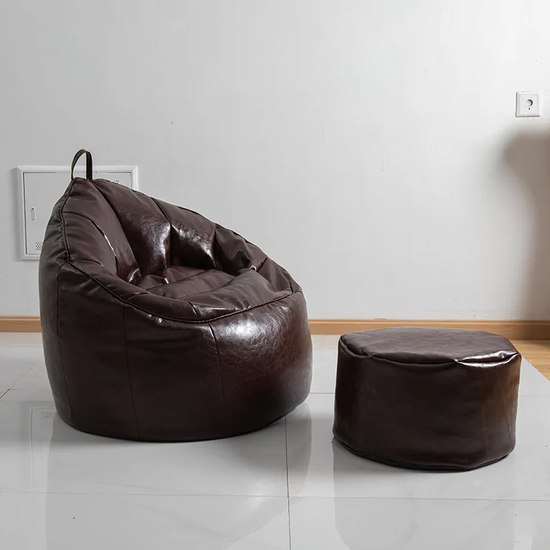 PU Leather Bean Bag Sofa Cover Lazy European Sofa Single Chair Seat Living Room Corner Lazy Balcony Tatami Pouf