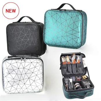 

New Portable Square Partition Cosmetic Bag Travel Makeup Organizer Nail Beauty Professional Cosmetics Box Make Up Storage Box