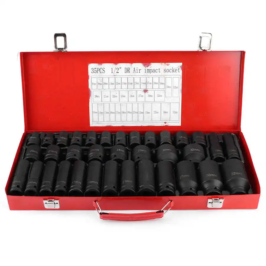 35Pcs 8 32mm Hex Socket Sleeve Set 1/2in Drive Metric Deep Impact Ratchet Wrench Socket Air Impact Socket Auto Repair Hand Tool|Sockets| - AliExpress