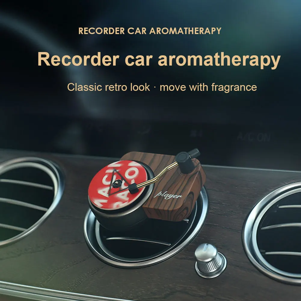 Car Perfume Vintage Mini Record Player Shape Interior Decoration Air Vent Fragrance Diffuser Aromatherapy Freshener Universal