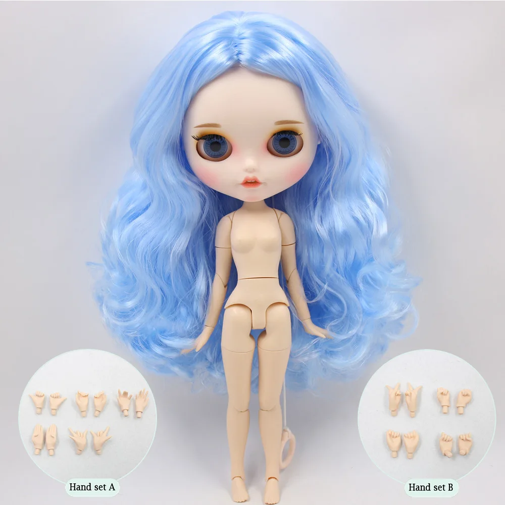 like the picture Ледяной обнаженный Blyth кукла No. BL6005 детские голубые волосы резные губы пупырчатая рот матовые индивидуальные лица соединение тела 1/6 bjd - Цвет: like the picture