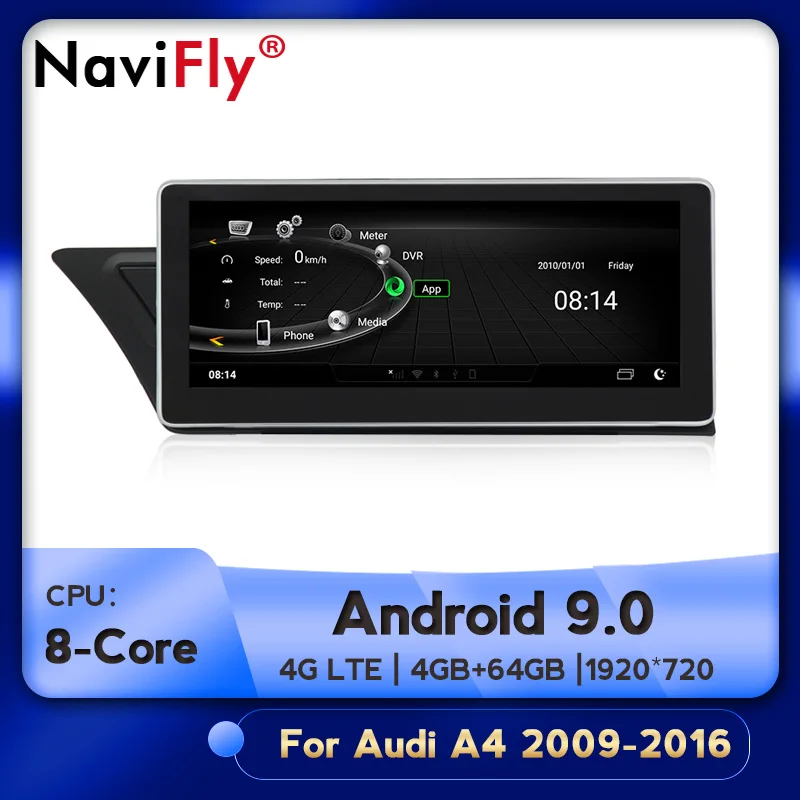 Автомагнитола 4G LTE 4 + 64G Android 9 0 dvd радио аудио плеер GPS навигация для Audi A4 B8 A5 2009 2010 2011