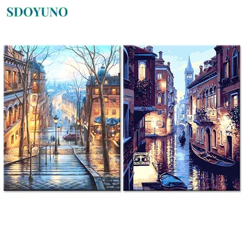 

SDOYUNO Frame DIY Painting By Numbers Kits Venice Night Landscape Hand Painted Oil Paint By Numbers Unique Gift For Home Decor