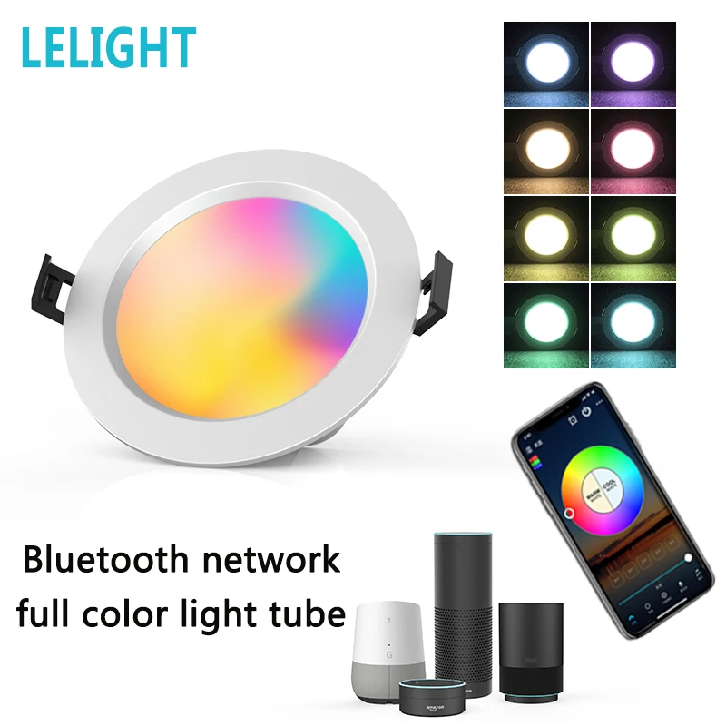 Smart LED Downlight Dimming Round Spot Light RGB Color Changing 2700K-6500K Warm Cool light Work with Alexa Google Home Smart LED Downlight Dimming Round Spot Light RGB Color Changing 2700K-6500K Warm Cool light Work with Alexa Google Home