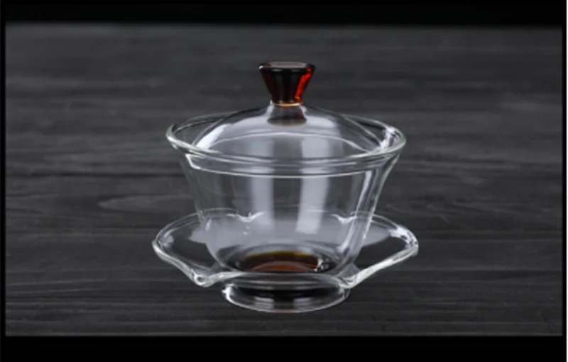 150 мл стеклянная чайная чашка с блюдцем с крышкой Gongfu Цветочная чайная чашка B006
