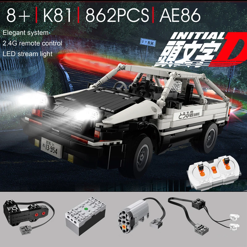 

Radio remote control car technics INITIAL D building block with light Toyota COROLLA AE86 2.4Ghz RC toys collection for gifts