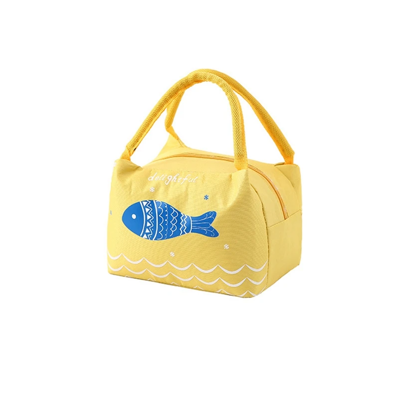 YW 1PC Waterproof Fish Printed Lunch Bag Portable Insulated Aluminum Foil Lunch Bag Large Capacity Food Picnic Storage Bag Dropship - Цвет: YW