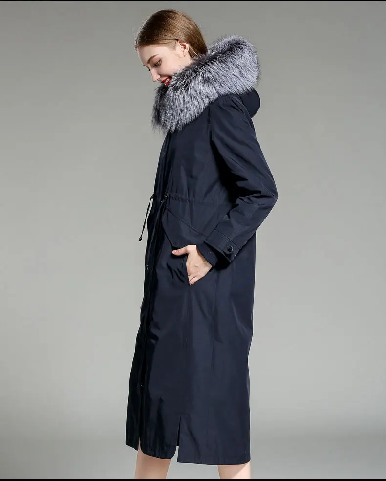 Повседневное пальто с натуральным мехом, женские куртки, зимняя теплая длинная парка с натуральным большим меховым воротником, пальто с капюшоном, пальто, ropa chaqueta mujer