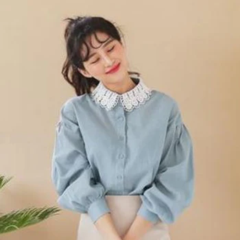 

White Chiffon Flower Women Detachable Half Shirt Blouse Fake Collar Bib