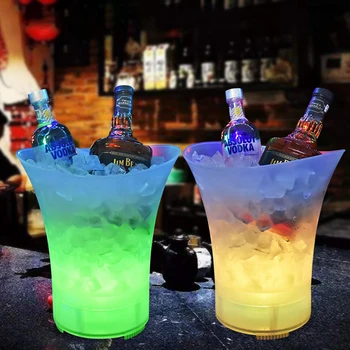 

LED New 5L Waterproof Plastic LED Ice Bucket Color Bars Nightclubs LED Light Up Champagne Colorful Beer Bucket Bars Night Party