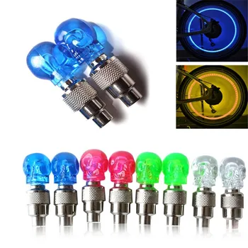 

2Pcs LED Car Bike Wheel Tire Tyre Valve Dust Cap Skull Shape Neon Spoke Flash Lights Car Motorbike Valve Stems&Caps Accessories