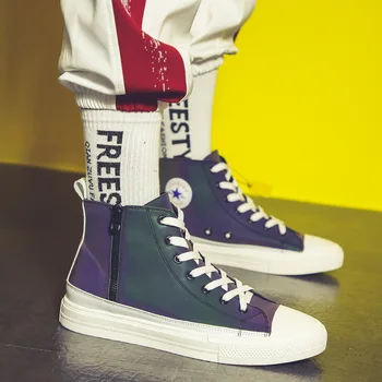 

Designer Men Sports Shoes Men Sneakers Chameleon Luminous Reflective Crack Colorful Glare Night Running Safe Man Shoes J1-09