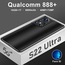 Smartphone S22 Ultra 5G Android 12, Version globale, 16 go 1T, 6800mAh, Qualcomm 888, 6.93 pouces, téléphone portable déverrouillé, 4G 