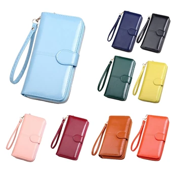 

Women's PU Leather Wallet Credit Card Female Coin Purse Fashion Long Clutch Zipper Lady Solid Purse