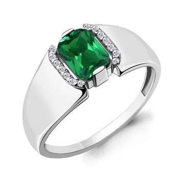 

Ring AQUAMARINE with nanoizumrudom, cubic zirconia, silver 925