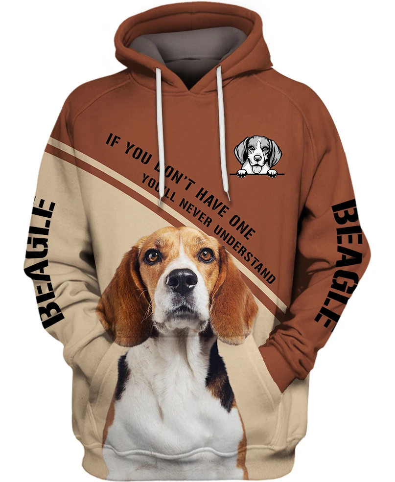 Animal Beagle Dog 3D Printed Jacket Men/women Harajuku Hoodie Unisex Casual Brawn Streetwear Sweatshirt Pullover sudadera hombre | Мужская