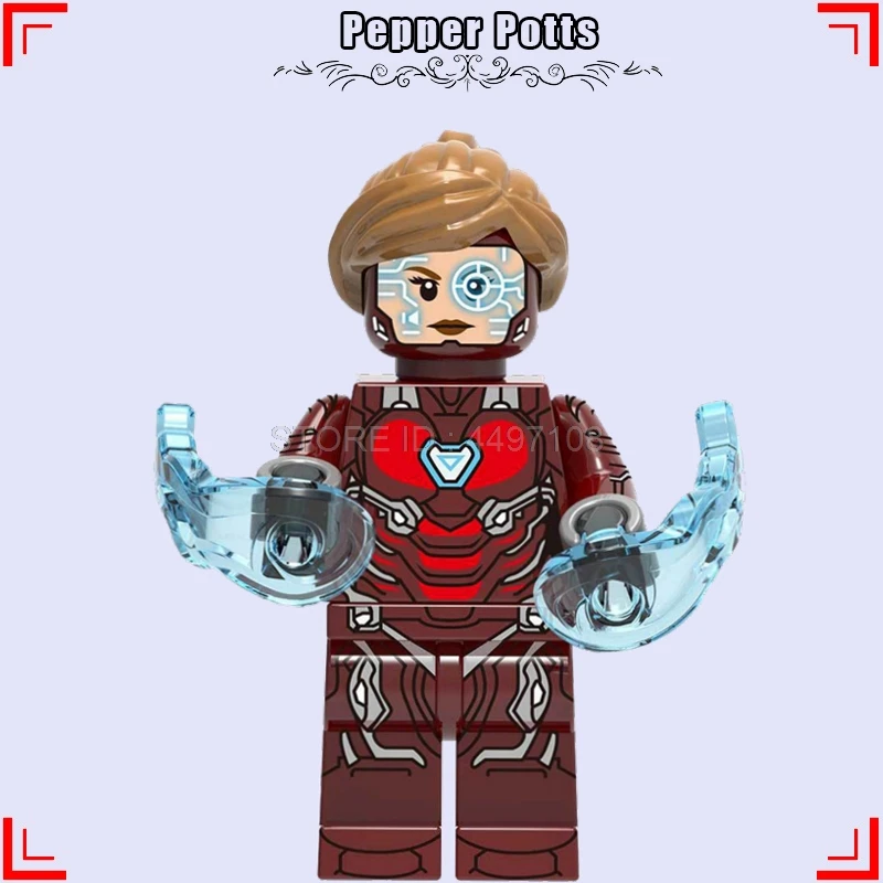 Tony Stark Капитан Америка Marvel Мстители повреждения Железный человек Kingpin Crossbone Quicksilver красный череп танос строительные блоки игрушки - Цвет: Pepper Potts