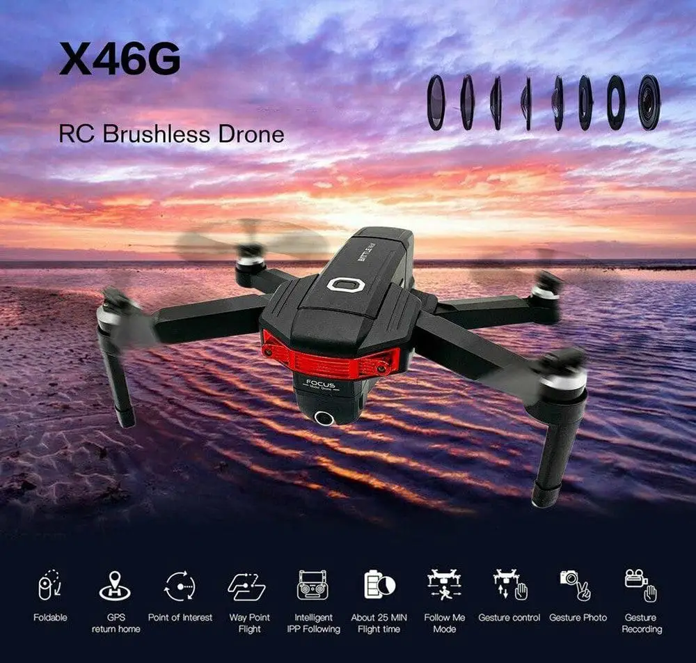  RCtown X46G Portable GPS 5G WiFi FPV with 4K Dual Cameras Brushless RC Drone