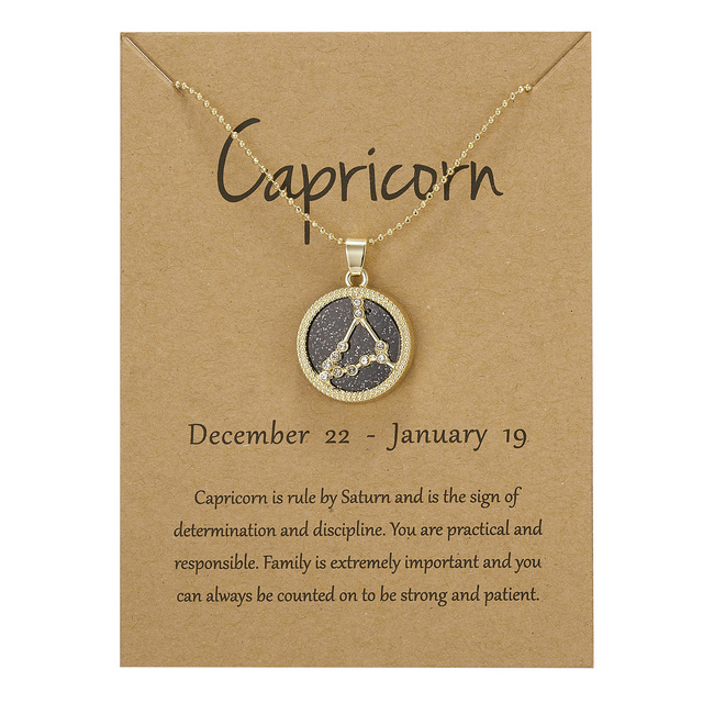 Zodiac Constellations Necklace Geometric Round Pendant Gold Silver Color Chain Necklace Unisex Friendship Jewelry Lover Gifts