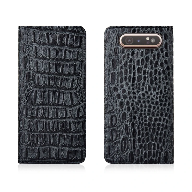 

Crocodile Back Pattern Genuine Real Leather Magnetic Flip Phone Bag For Samsung Galaxy A90/Samsung Galaxy A80 Phone Case Coque