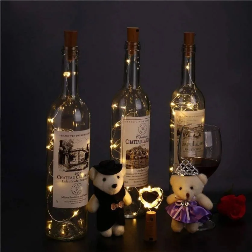 

5/10Pcs Battery Powered Garland Wine Bottle Lights with Cork 2M Copper Wire Colorful Fairy Lights String for Party Wedding Decor