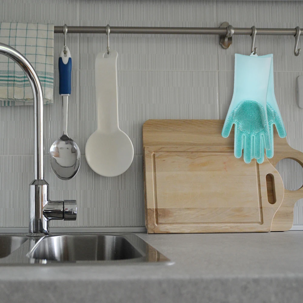 Горячая Распродажа резиновых перчаток для мытья посуды термостойкие перчатки для мытья дома+ 5 шт