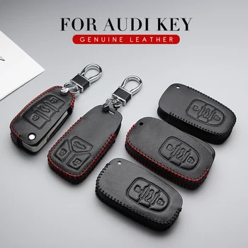 

Leather Car Key Cover Case For Audi Sline A3 A5 Q3 Q5 A6 C5 C6 A4 B6 B7 B8 TT 80 S6 A4L B5 B9 A6L Q7 S5 S7 RS3 TTS TFSI 8S S4 8W