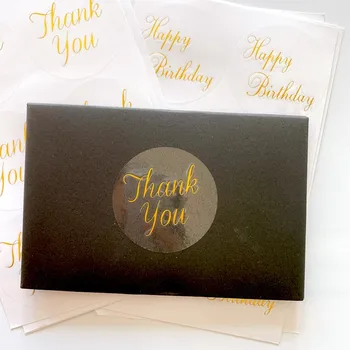 

60pcs Transparent Stickers Adhesive Happy Birthday Sticker Seal Labels Round PVC Sticker Sealing Labels Gift Box Cake Packaging