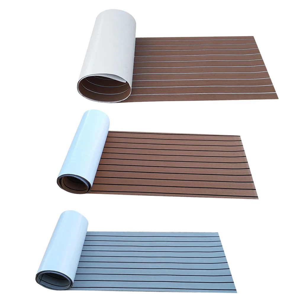 240x60cm Non-Slip Boat Flooring Decking Pad, 6mm Thickness EVA Foam Faux Teak Marine Yacht Floor Mat Sheet